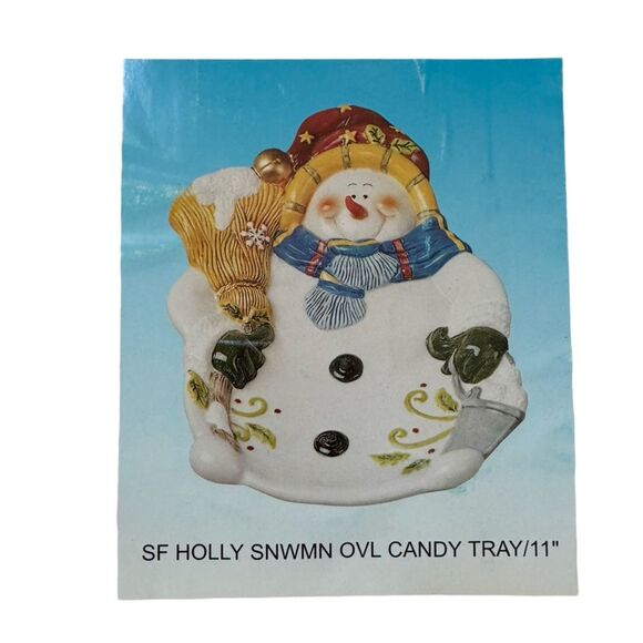 New in the box Ceramic Snowman Candy Tray. 11" Christmas/holiday - Picture 3 of 3